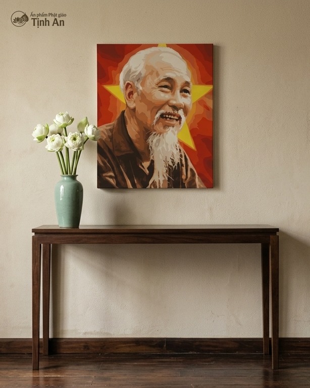 Chân dung Bác bên cờ Tổ quốc