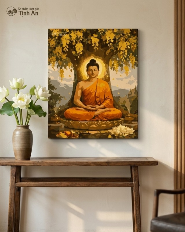 Đức Phật Thích Ca nhập định dưới tán cây Vô Ưu