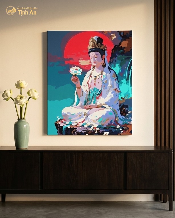 Quán Thế Âm Bồ Tát niêm hoa bên bờ hải triều